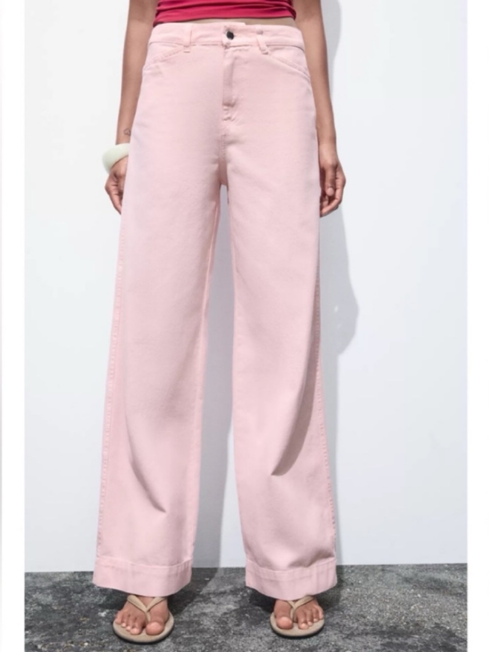 ZARA Light Pink High Rise Wide Leg Denim Jeans! 🌸 - Picture 7 of 17